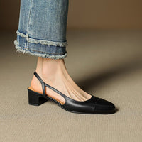 Leonie | Damen Echtleder Slingback-Pumps mit Mandelspitze - Schwarz