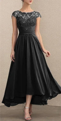 Elisabeth | Damen Elegant Spitzen Chiffon Abendkleid Formal Maxi Kleid - Schwarz