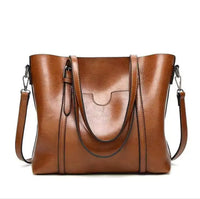 Katharina | Damen Geräumige Kunstleder Schulter Tote Bag Umhängetasche - Braun