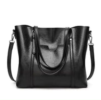 Katharina | Damen Geräumige Kunstleder Schulter Tote Bag Umhängetasche - Schwarz
