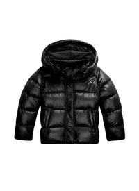 Damen Gesteppte Kurzjacke mit Kapuze - Schwarz