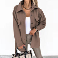 Damen-Hemdjacke mit Knopfleiste - Braun