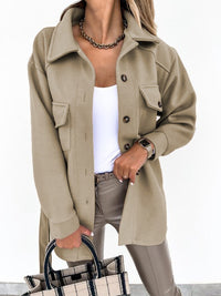 Damen-Hemdjacke mit Knopfleiste - Khaki