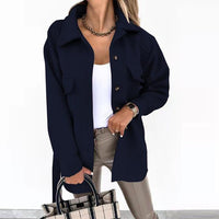 Damen-Hemdjacke mit Knopfleiste - Marineblau
