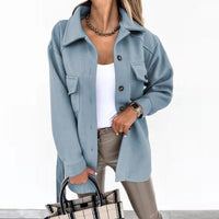Damen-Hemdjacke mit Knopfleiste - Blau