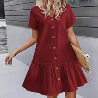 Damen-Hemdkleid mit Knopfleiste und kurzem Schnitt - Bordeaux