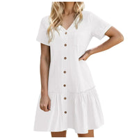 Damen-Hemdkleid mit Knopfleiste und kurzem Schnitt - Weiß
