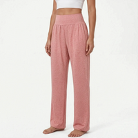 Damen High-Waist Lounge-Hose mit weitem Bein - Rosa