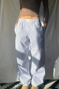 Damen Hose mit Elastischem Bund und Geradem Bein - Blau
