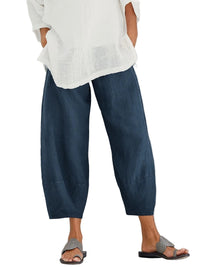 Damen Hose mit elastischem Bund und weiter Beinform - Marineblau