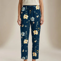 Damen-Hose mit geradem Bein aus Patchwork-Denim - Dunkelblau