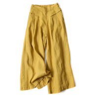 Damen Hose mit Hohem Bund und Weitem Bein - Gelb