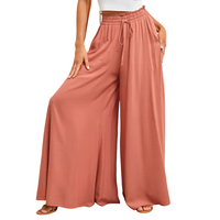 Damen Hose mit weitem Bein und elastischem Bund mit Kordelzug - Orange