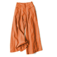 Damen Hose mit Weitem Bein und Hoher Taille - Orange