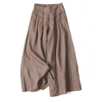 Damen Hose mit Weitem Bein und Hoher Taille - Taupe
