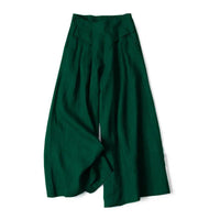 Damen Hose mit Weitem Bein und Hoher Taille - Grün