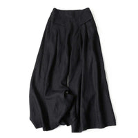 Damen Hose mit Weitem Bein und Hoher Taille - Schwarz