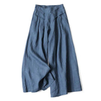 Damen Hose mit Weitem Bein und Hoher Taille - Blau