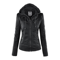 Damen Jacke mit Kapuze und Reißverschluss - Schwarz