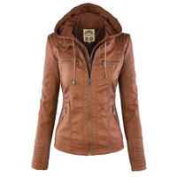 Damen Jacke mit Kapuze und Reißverschluss - Braun