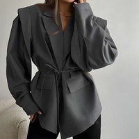 Damen Jacke mit Kerbkragen und Weiten Ärmeln - Grau