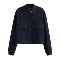 Damen Jacke mit Reißverschluss und zwei Fronttaschen - Marineblau