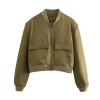 Damen Jacke mit Reißverschluss und zwei Fronttaschen - Militärgrün