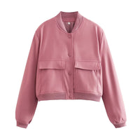 Damen Jacke mit Reißverschluss und zwei Fronttaschen - Rosa