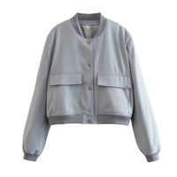 Damen Jacke mit Reißverschluss und zwei Fronttaschen - Silbergrau