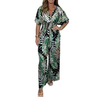 Damen Jumpsuit mit Print und weitem Bein - Grun