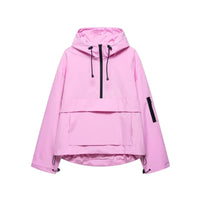 Damen Kapuzen Anorak mit Halb Reißverschluss - Rosa