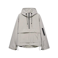 Damen Kapuzen Anorak mit Halb Reißverschluss - Grau