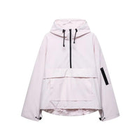Damen Kapuzen Anorak mit Halb Reißverschluss - Rosa / Weiß