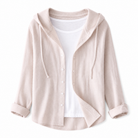 Damen Kapuzenshirt mit Knopfleiste - Khaki