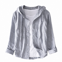 Damen Kapuzenshirt mit Knopfleiste - Grau