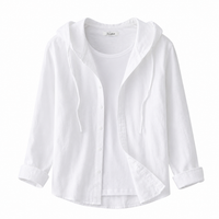 Damen Kapuzenshirt mit Knopfleiste - Weiß