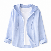 Damen Kapuzenshirt mit Knopfleiste - Blau