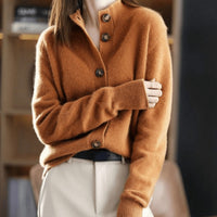 Charlotte | Damen Kaschmirmix Strick Cardigan mit Knopfleiste - Orange