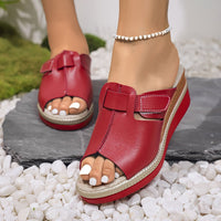 Damen-Keilsandalen mit Klettverschluss - Rot
