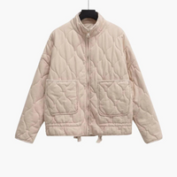 Damen Kurze Steppjacke mit Reißverschluss - Rosa