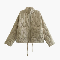 Damen Kurze Steppjacke mit Reißverschluss - Beige