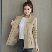 Luisa | Damen Kurzjacke leichte atmungsaktive Übergangsjacke mit Reißverschluss - Khaki