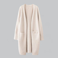 Clara | Damen Langer Oversized Kaschmir Strick Cardigan - Beige