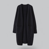 Clara | Damen Langer Oversized Kaschmir Strick Cardigan - Schwarz