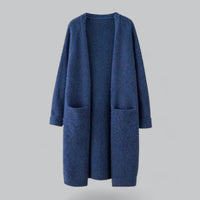 Clara | Damen Langer Oversized Kaschmir Strick Cardigan - Blau