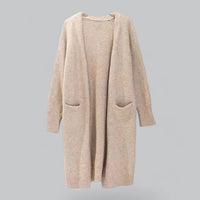 Clara | Damen Langer Oversized Kaschmir Strick Cardigan - Khaki