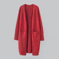 Clara | Damen Langer Oversized Kaschmir Strick Cardigan - Rot