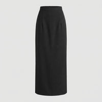 Damen langer Rock mit hohem Bund und gerader Silhouette - Schwarz