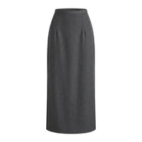 Damen langer Rock mit hohem Bund und gerader Silhouette - Grau