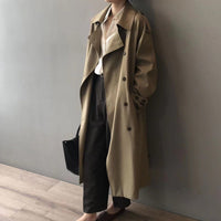 Marlene | Damen Langer Wasserabweisender Doppelreihiger Trench Coat - Khaki